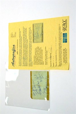 Lot 159 - Beatles An Original Full Set Of Autographs on single sheet of paper with 'Love From John...