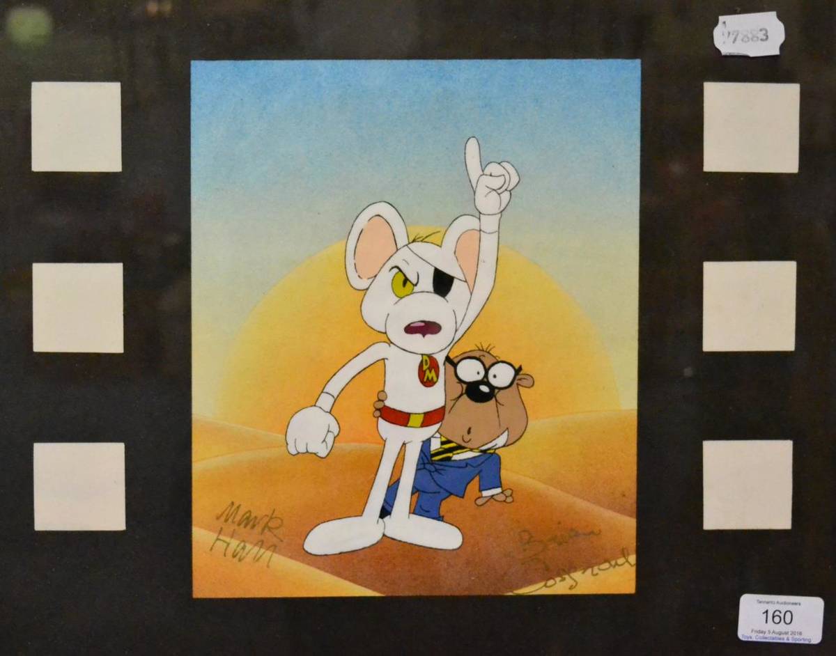 Lot 160 - Danger Mouse Hand Painted Cel of Dangermouse and Penfold with desert background, signed by Mark...