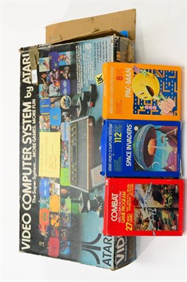 Lot 175 - Atari Video Computer System with Pacman, Space Invaders and Combat games (boxed)