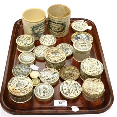 Lot 181 - Pot Lids 18 Assorted Examples, mainly for Toothpastes (generally G-F, some damaged) (18)