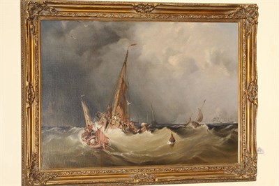 Lot 913 - Rev. Calvert Richard Jones (1807-1877) Fishing Boats and Shipping in a Swell Signed and dated 1851