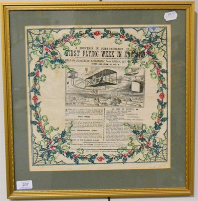 Lot 207 - Early Aviation A Commemorative Serviette For The First Flying Week In England held on Doncaster...