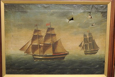 Lot 915 - English Provincial School (19th century) The Brig 'James' and 'Ann' in an Open Sea Inscribed...