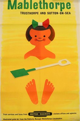 Lot 212 - BR(ER) Poster Mablethorpe, Trusthorpe and Sutton-on-Sea - Tom Eckersley, 1960, DR Train...