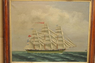 Lot 917 - English Provincial School (19th century) The Tea Clipper 'Amodylae' in an Open Sea Oil on...