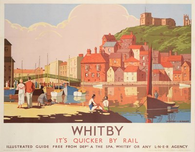 Lot 230 - LNER Poster Whitby - It's Quicker By Train qr By K Hauff professionally restored and mounted on...