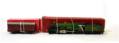 Lot 240 - Hornby Dublo 2-Rail 2220 Denbigh Castle BR 7032 with Red Rose headboard (G-E, box G-F, with...