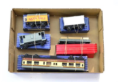 Lot 242 - Hornby Dublo 2-Rail Rolling Stock BR(W) Restaurant car, BR(M) Brake van, Saxa Salt wagon and...