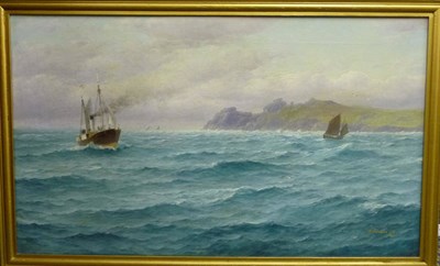 Lot 922 - David James (1853-1904) "With Wind and Tide, off Penninis - Scilly Isles" Signed and dated...