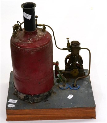 Lot 299 - Live Steam Stationary Engine consisting of large vertical boiler 7";, 18cm diameter connected...