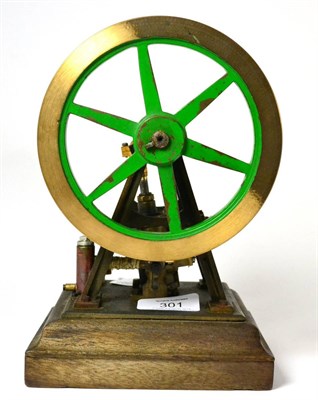 Lot 301 - Live Steam Vertical Engine with single oscillating cylinder and single flywheel mounted on...