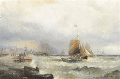 Lot 926 - William A Thornberry (fl.1859-1898) Fishing Boats off a Harbour with Other Shipping Nearby...