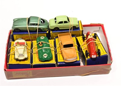 Lot 388 - Matchbox 1-75's 19a MG, white MW 41a D-type Jaguar MW, 50a Commer pick-up MW, 52a Maserati BPW, 53a