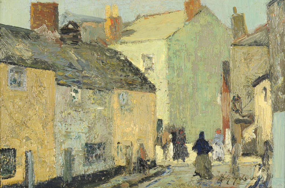 Lot 938 - Richard Hayley Lever (1876-1958) Australian/American Street Scene Signed, inscribed on a plaque...