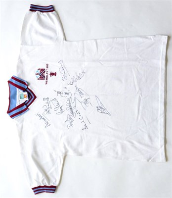Lot 26A - Signed Football Legends Shirt West Ham United 1980 Cup Winning Team, white, with letter from...