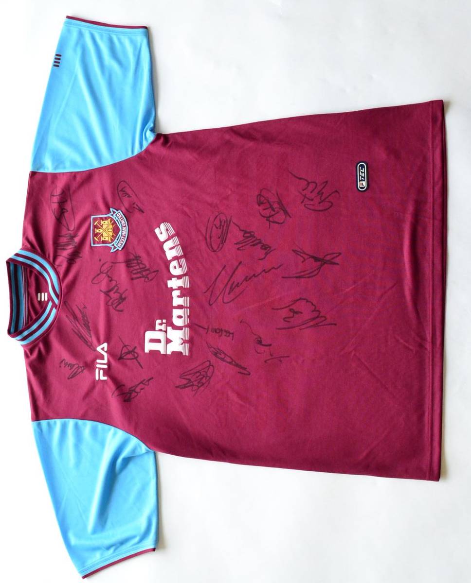 Lot 26 - Signed Football Shirt West Ham United, claret & blue