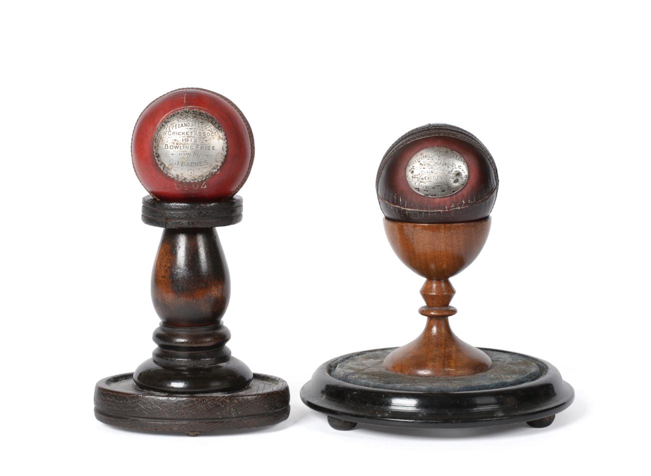 Lot 7 - Cleveland & Tees-Side Cricket Association 1912 Bowling Prize won by C J Barnes, consisting of a...