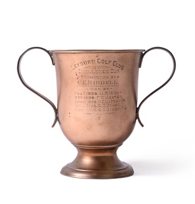 Lot 2 - A Leyburn Golf Club Challenge Cup Brass Trophy Cup 1896, presented by C.E.Riddell to J.R.Wray,...