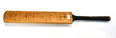 Lot 8 - A Signed Don Bradman Autograph Cricket Bat 1949-50 Season, with Australia and South Africa team...