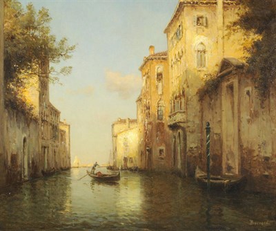 Lot 940 - Antoine Bouvard Snr (1870-1956) Venetian Canal Scene Signed, oil on canvas, 38cm by 46cm