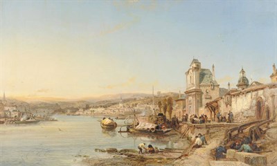 Lot 941 - James Webb (1825-1895) "At Dinant, Belgium" Signed and dated (18)80-1, also extensively...