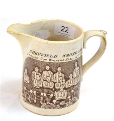Lot 22 - A Late 19th Century Transfer Printed Pottery Jug 'Sheffield Wednesday English Cup Winners...