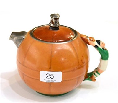 Lot 25 - A Plymouth Argyle Novelty Football Teapot, the body as a ball, with player for handle, F.A. Cup...