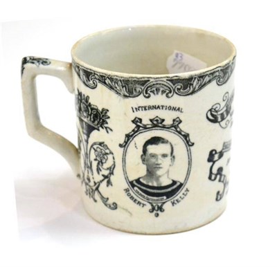 Lot 29 - A Transfer Printed Burnley Football Team League and Cup Winners 1920-21 Commemorative Mug,...