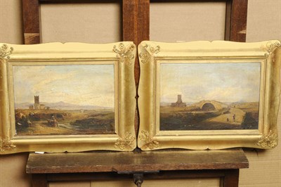 Lot 942 - J"¦Newbolt (fl.1868) The Apennine Way in the Roman Campagna; Italian Landscape with a Figure...