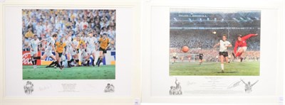 Lot 40 - They Think It's All Over Signed Print by Rob Highton, depicting England's fourth goal in the...
