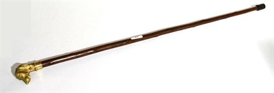 Lot 48 - A Walking Cane with Brass Hound Head Handle, (restored)