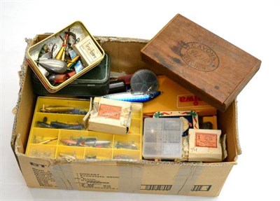 Lot 57 - A Collection of Lures, including minnows, spinners, spoons etc., in plastic boxes and tins