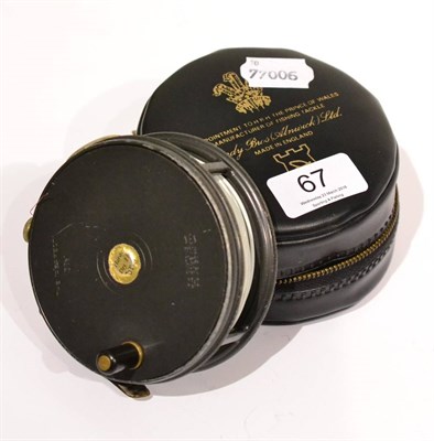 Lot 67 - A Hardy 3 7/8inch Alloy 'Perfect' Fly Reel, with black handle, notched brass foot, agate lineguard