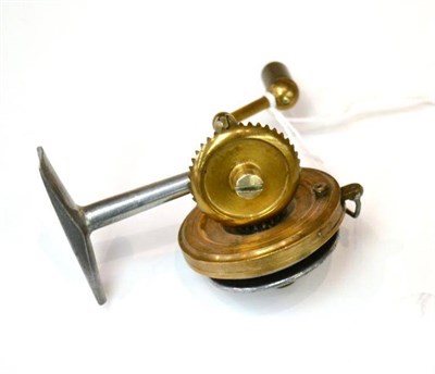 Lot 79 - A 'Spinet' Fixed Spool Casting Reel by A Allan, Glasgow, Pat No.262706, of brass and alloy...