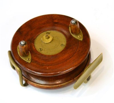 Lot 82 - An Allocks 3 3/4inch Wooden Nottingham Reel, with twin handles on elliptical mounts, brass star...