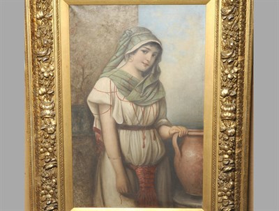 Lot 950 - Al Brentano (19th century) "Rebecca at the Well" Signed, inscribed on a plaque attached to the...