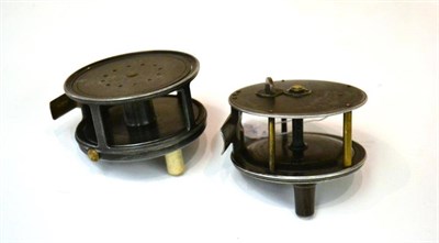 Lot 121 - Two 4inch Alloy Salmon Fly Reels, one by Allcock, the other engraved 'Chas Farlow No.2003'