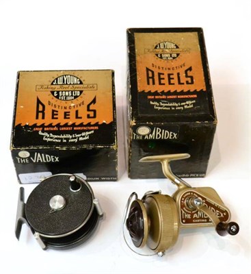 Lot 123 - Two Boxed J.W.Young Reels - The Valdex 3inch fly reel and The Ambidex casting reel