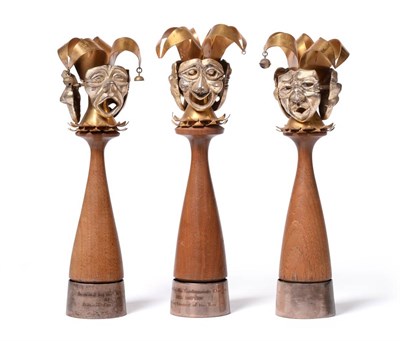 Lot 133 - Three Gilt And Silver Plated 'Oscars' 1962, 1963 and 1965 presented to Reg Smythe as Cartoonist...