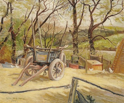 Lot 954 - Miss Nadia Benois (Mrs Ustinov) N.E.A.C. (1896-1975) Russian French Farmyard Scene, with a cart and