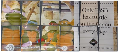 Lot 156 - Ninja Turtle Twelve Piece Advertising Hoarding each piece 41x59";, 104x150cm (G-E)