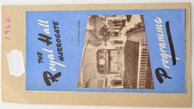 Lot 157 - Royal Hall Harrogate Programme 1952 stuck on card