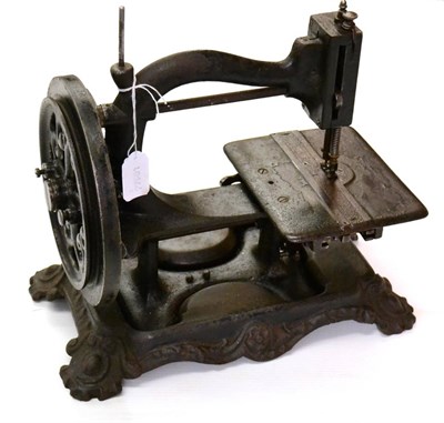 Lot 177 - German Victorian Sewing Machine  cast iron with hand winding wheel 13";, 32cm long (F)