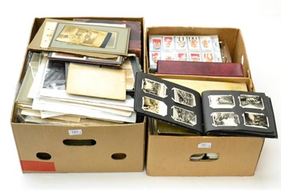 Lot 181 - Mixed Ephemera, including a quantity of cigarette cards, Gazeteer and other books, photographs,...