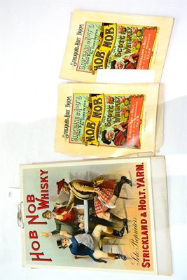 Lot 186 - Strickland & Holt, Yarm Advertising Signs For Hob Nob Whiskey two card with three gentlemen...