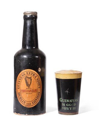 Lot 187 - Guinness Advertising Bottle And Pint Glass both made of card, bottle with label 'Guinness Extra...