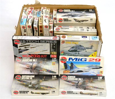 Lot 189 - Airfix Aircraft Kits MiG29, 2xHawker Hurricane, Red Arrows Hawk, Thunderstreak, Messerschmitt...