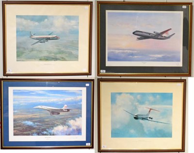 Lot 196 - Aeroplane Signed Prints (i) Edmund Miller - Vickers Viscount 701, numbered 71/3500, signed by...