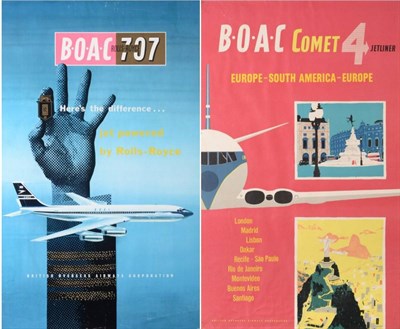 Lot 198 - BOAC Two Double Royal Adverting Posters (i) BOAC Comet 4 Jetliner with various designations and...