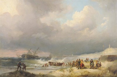 Lot 959 - Johannes Hermanus Koekkoek (1778-1851) Dutch "After the Storm, Holland" Inscribed on the...